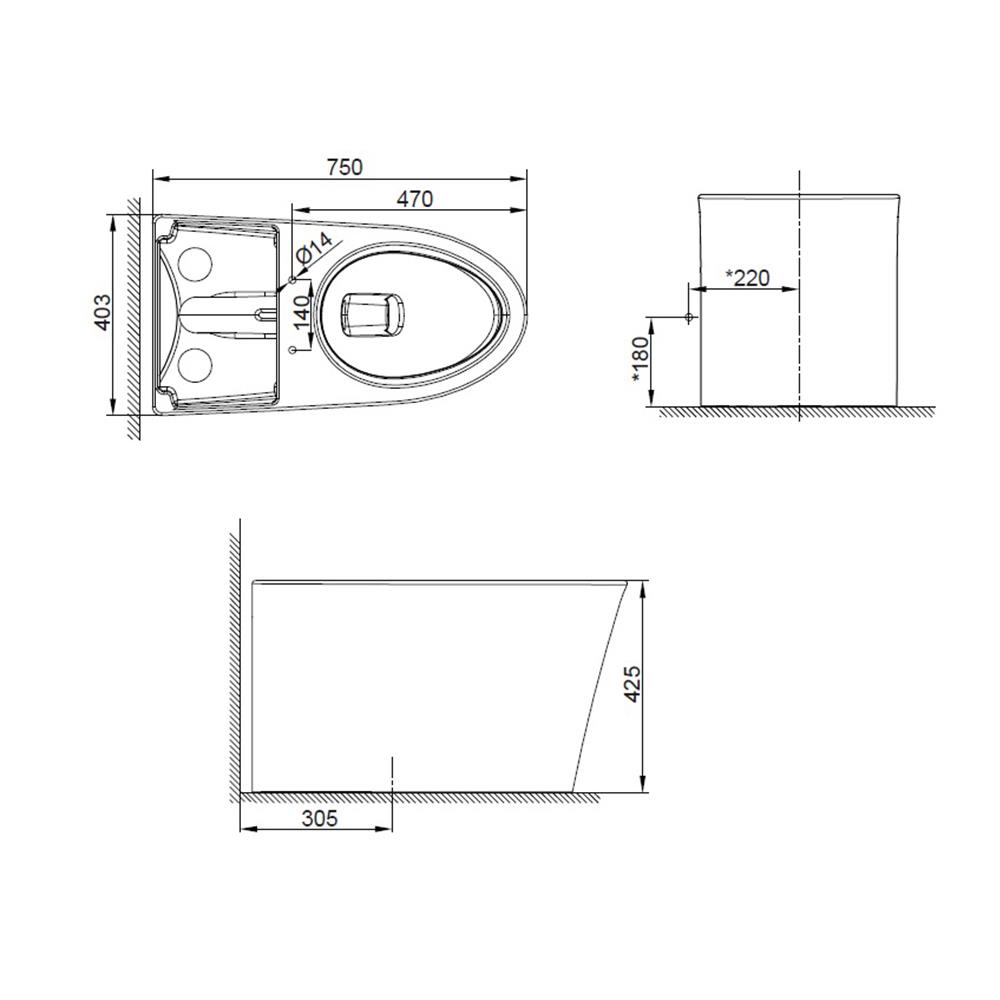 สุขภัณฑ์ 1 ชิ้น AMERICAN STANDARD TI-3232-WT-0 4.8 ลิตร สีขาว