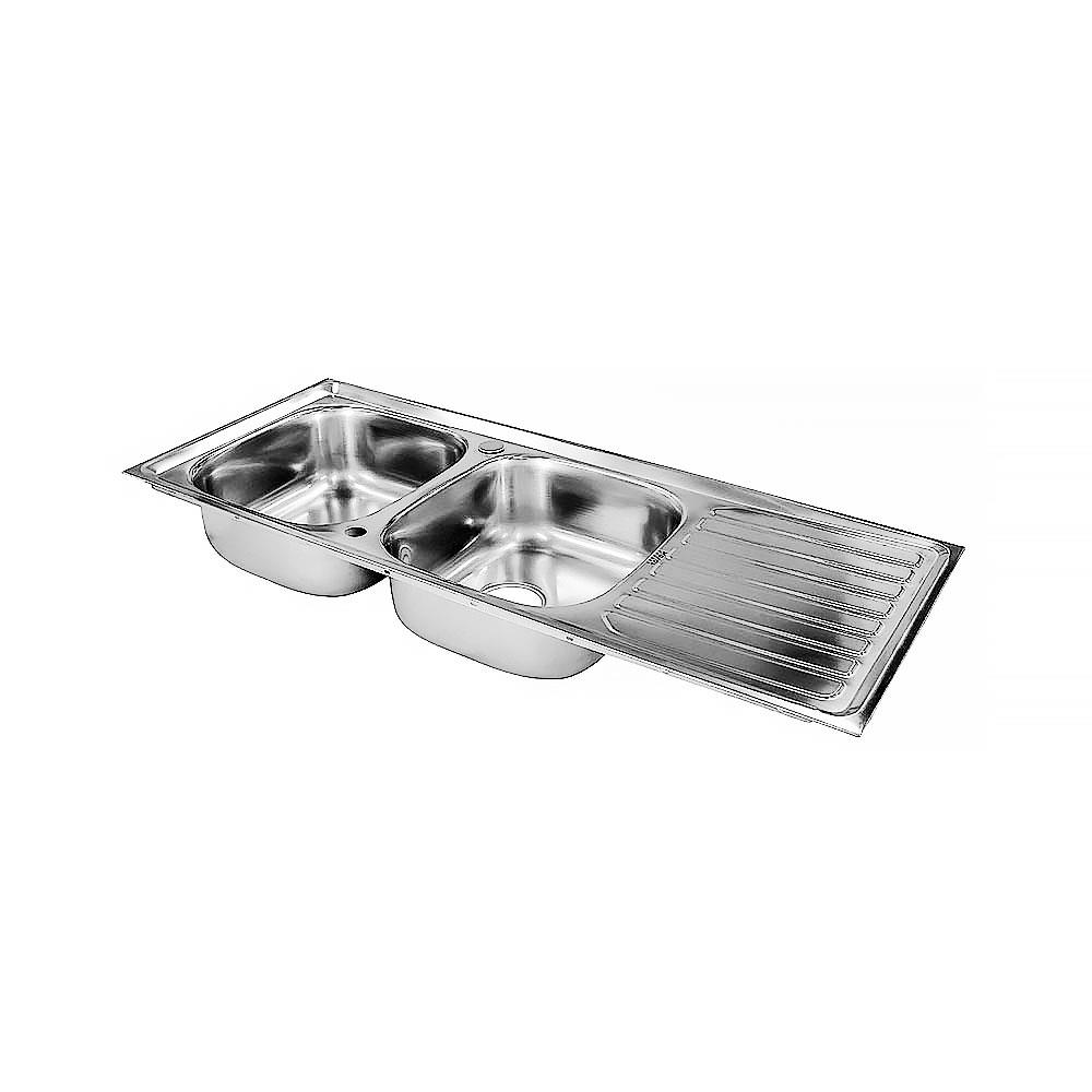 ซิงค์ฝัง 2หลุม 1ที่พัก KARAT FAUCET KK-01-021H-63 สีเงิน