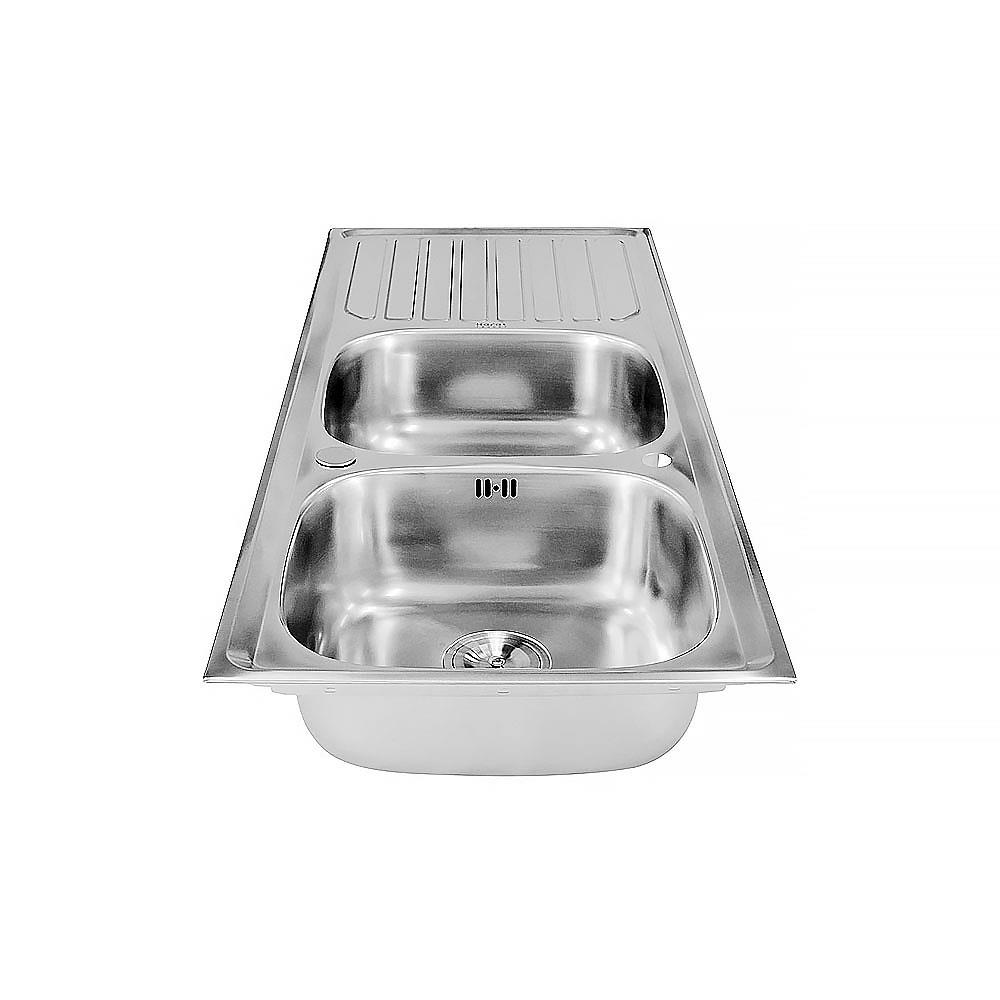 ซิงค์ฝัง 2หลุม 1ที่พัก KARAT FAUCET KK-01-021H-63 สีเงิน