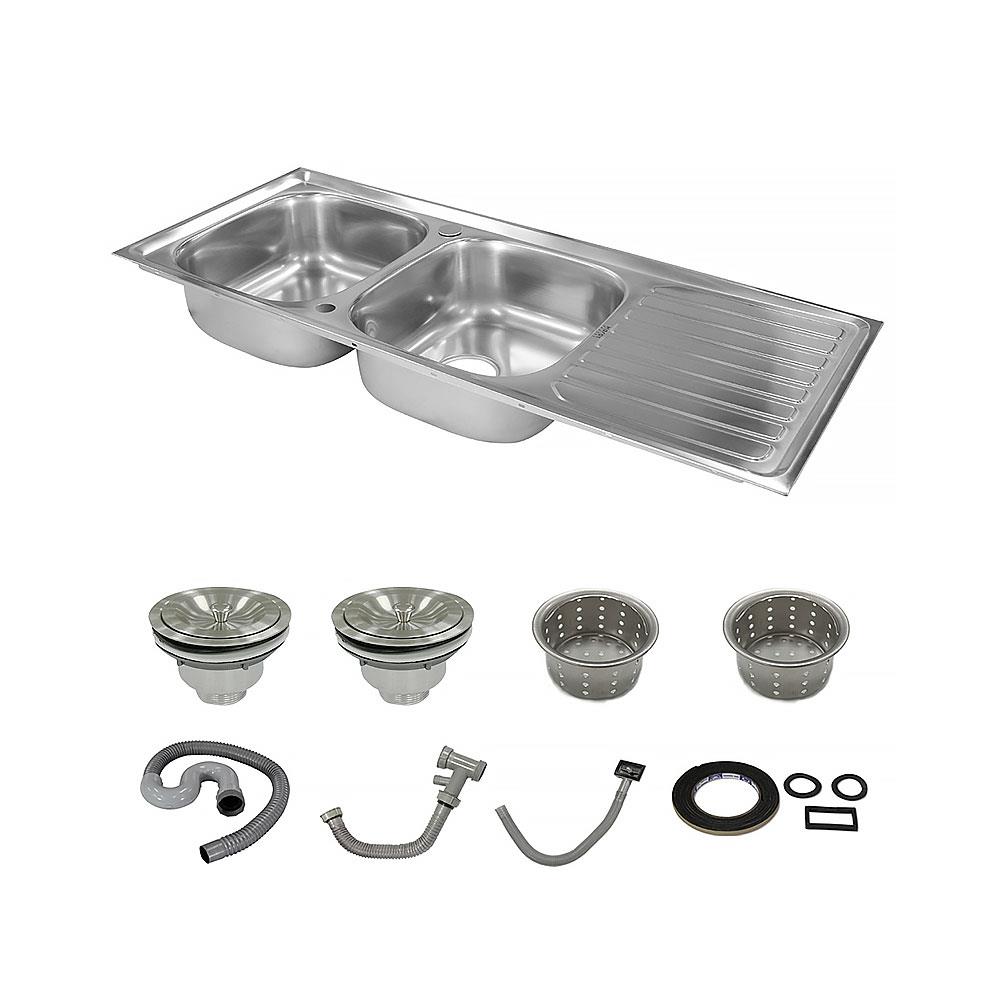 ซิงค์ฝัง 2หลุม 1ที่พัก KARAT FAUCET KK-01-021H-63 สีเงิน