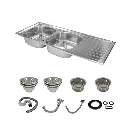 ซิงค์ฝัง 2หลุม 1ที่พัก KARAT FAUCET KK-01-021H-63 สีเงิน_3