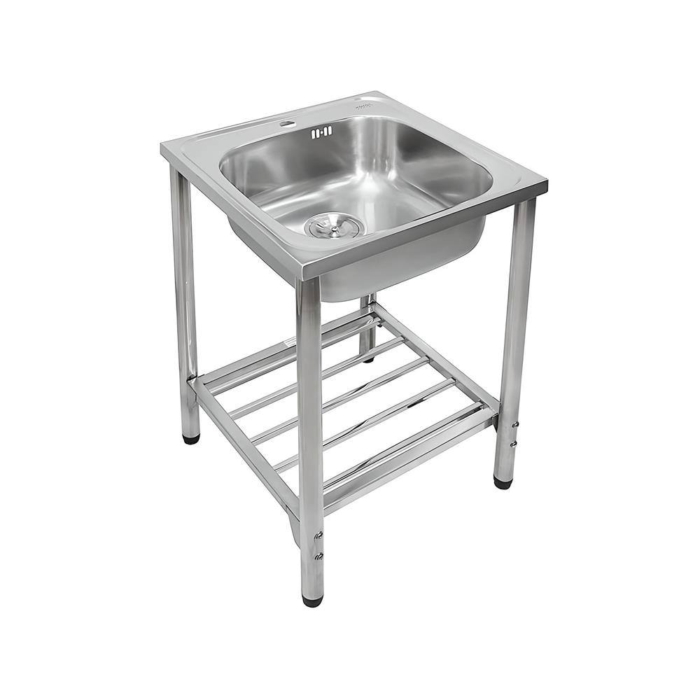 ซิงค์ขาตั้ง 1 หลุม KARAT FAUCET KK-02-010H-63 สีเงิน