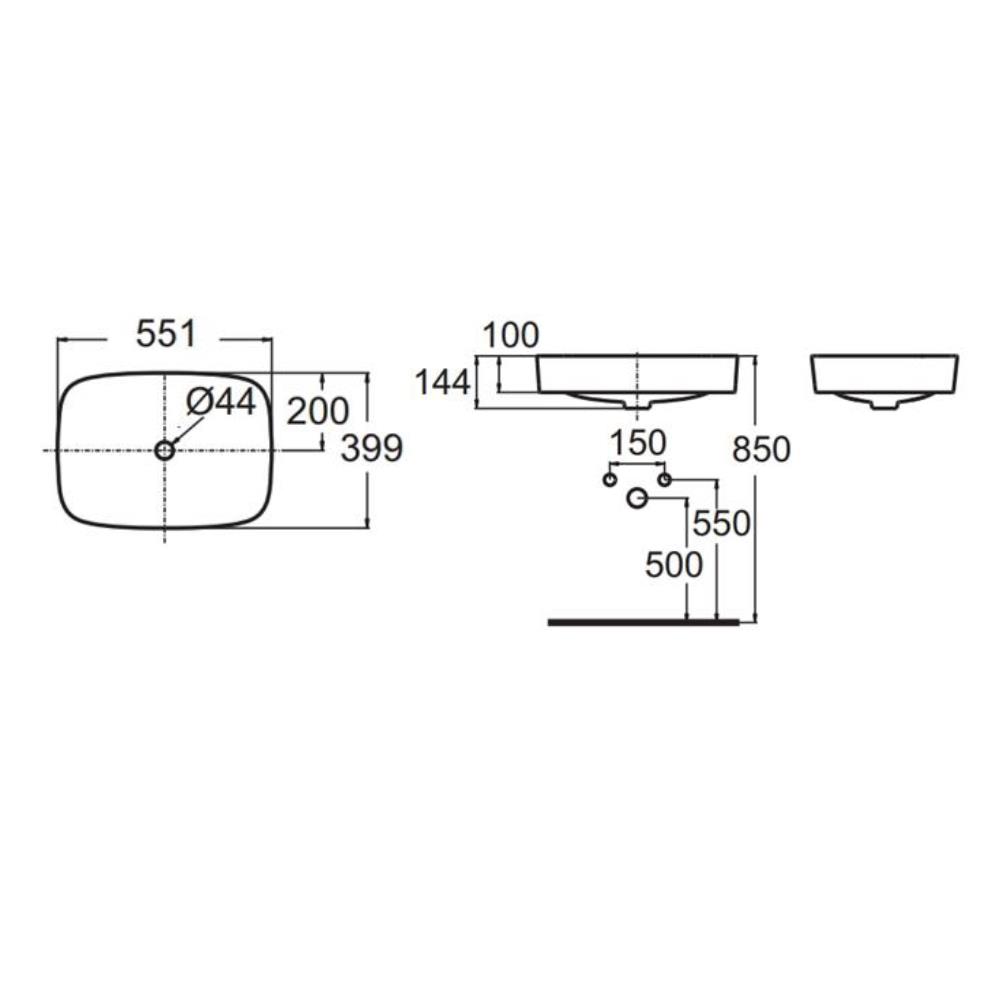 อ่างล้างหน้าวางบน AMERICAN STANDARD WP-0628-WT สีขาว