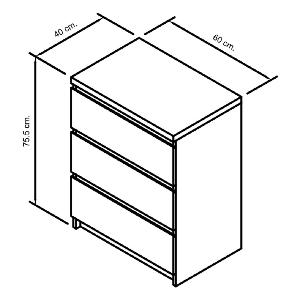 ตู้ลิ้นชัก 3 ลิ้นชัก FURDINI FINN 60 ซม. สีไวท์โอ๊ค/เทา