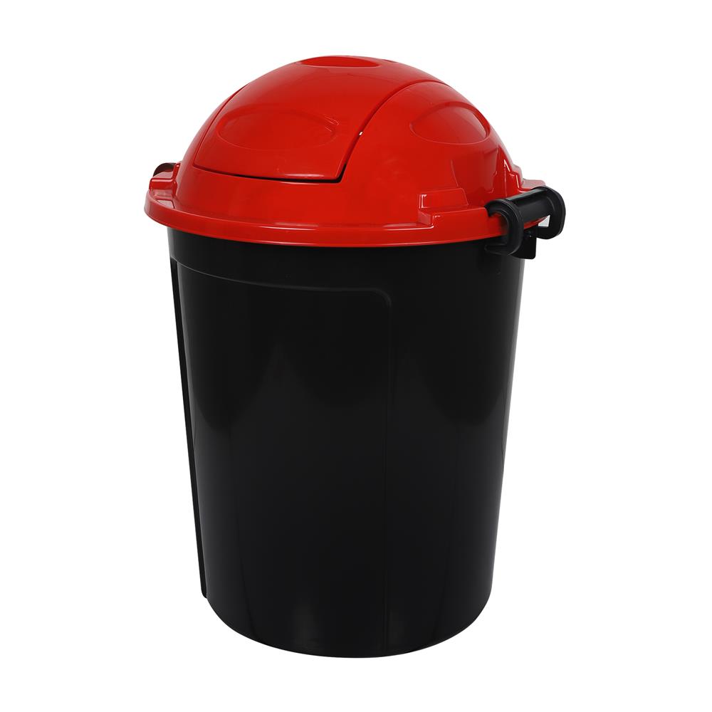 ถังขยะกลมฝาสวิง ME LIVING DUST 62 ลิตร สีดำฝาแดง
