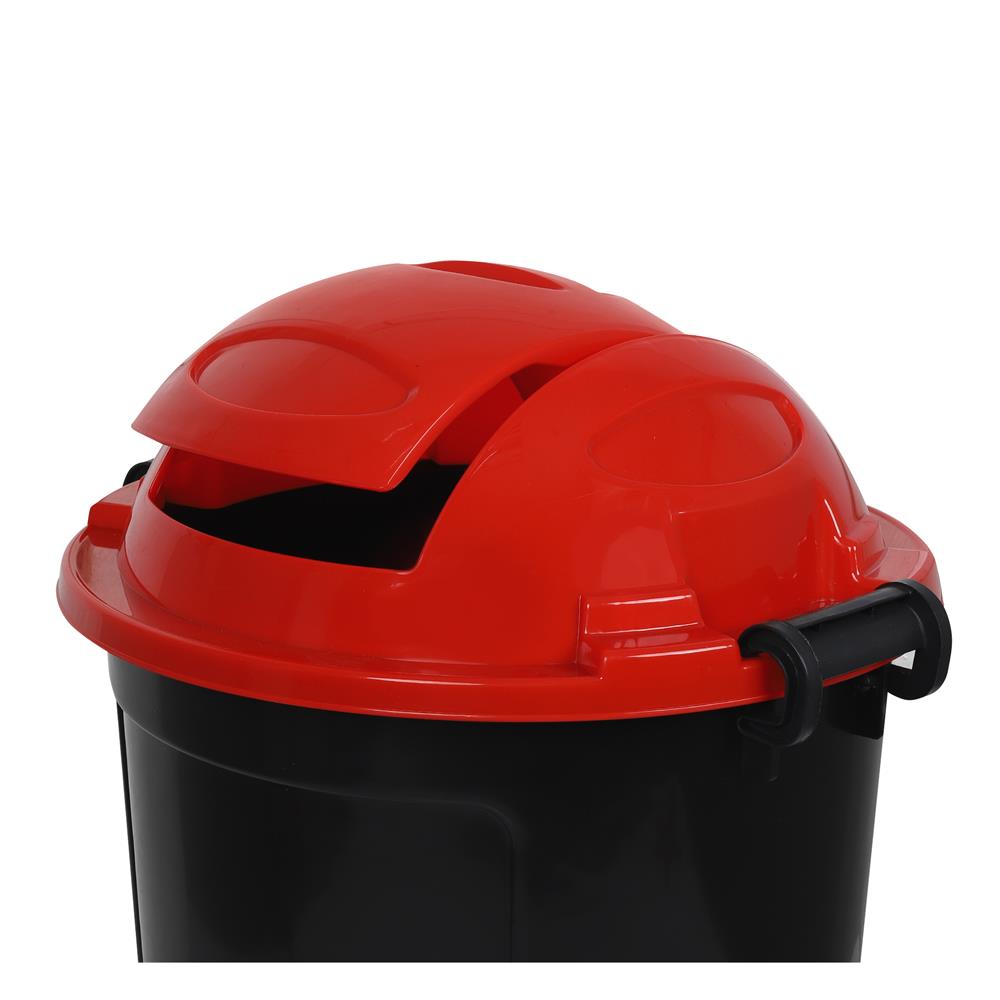 ถังขยะกลมฝาสวิง ME LIVING DUST 62 ลิตร สีดำฝาแดง