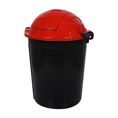 ถังขยะกลมฝาสวิง ME LIVING DUST 62 ลิตร สีดำฝาแดง