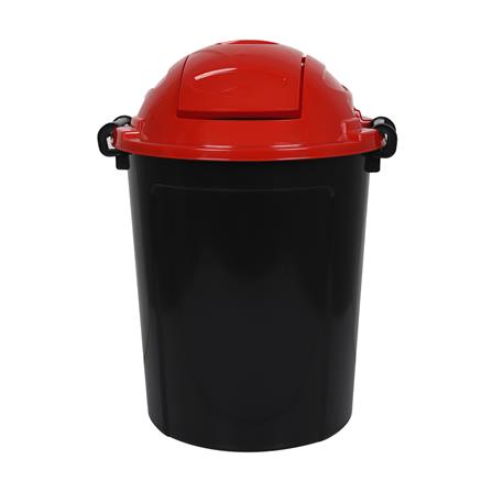 ถังขยะกลมฝาสวิง ME LIVING DUST 62 ลิตร สีดำฝาแดง_1