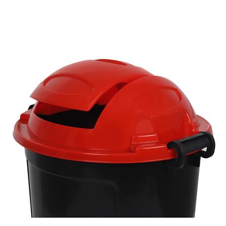 ถังขยะกลมฝาสวิง ME LIVING DUST 62 ลิตร สีดำฝาแดง_2