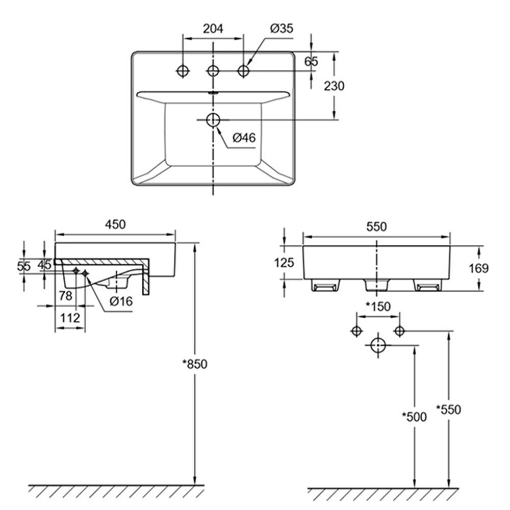 อ่างล้างหน้าฝังครึ่งเคาน์เตอร์ AMERICAN STANDARD WP-F419T8-WT สีขาว
