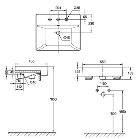 อ่างล้างหน้าฝังครึ่งเคาน์เตอร์ AMERICAN STANDARD WP-F419T8-WT สีขาว_1
