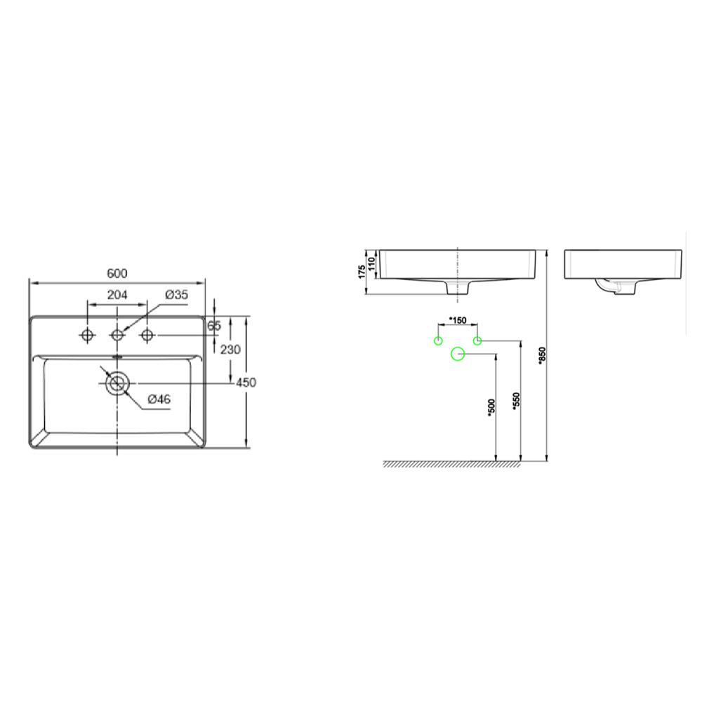 อ่างล้างหน้า AMERICAN STANDARD WP-F420T8-WT สีขาว