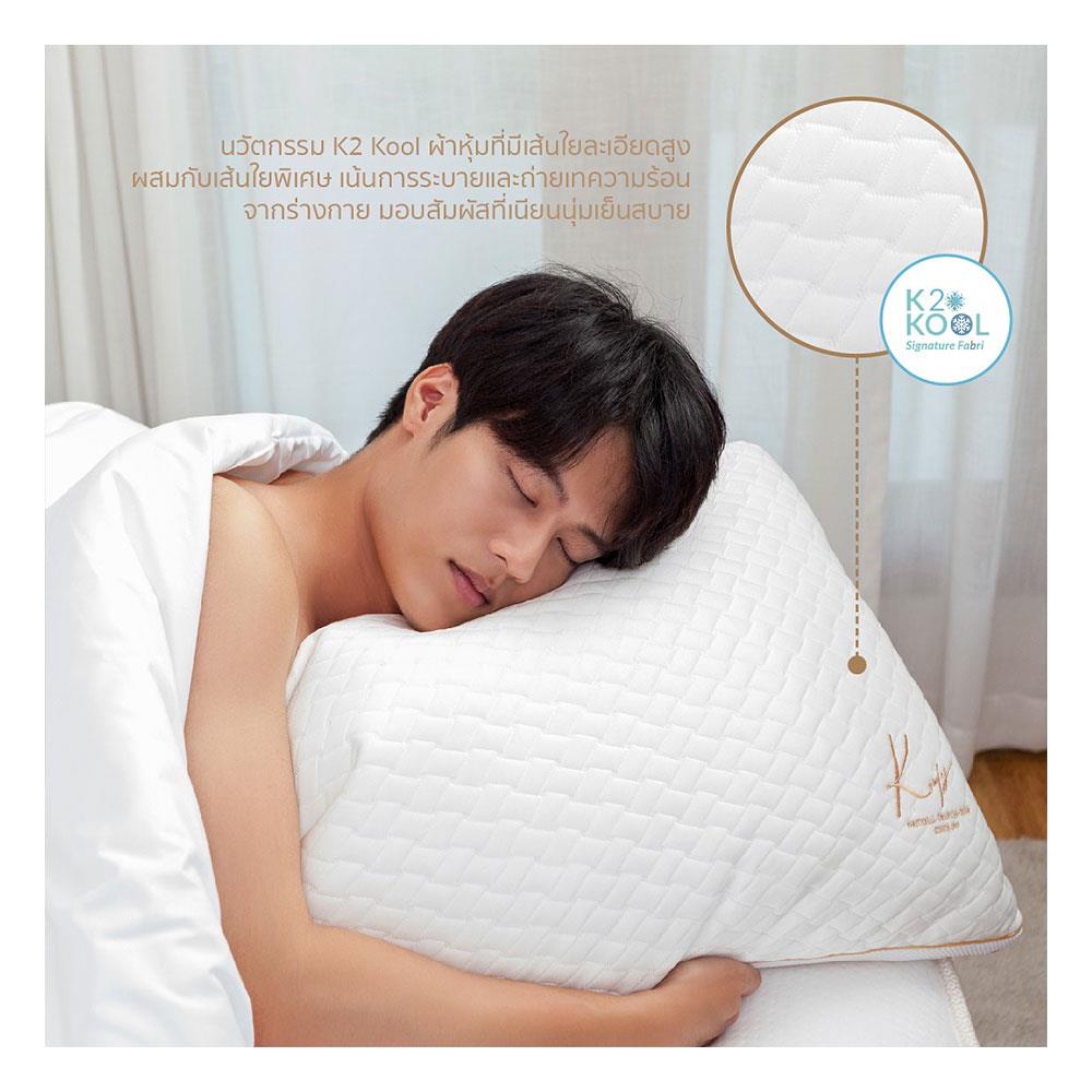 หมอนหนุน ใยสังเคราะห์ KOMFY KOOL HOTEL FIRM 73.6x48.2x15 ซม. สีขาว
