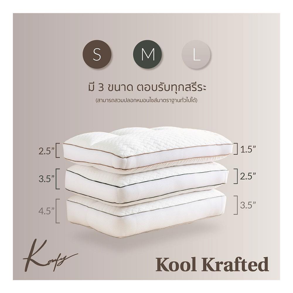 หมอนสุขภาพ ใยสังเคราะห์ KOMFY KOOL KRAFTED KONTOUR ไซส์ M 67.3x40.6x8.5 ซม. สีขาว
