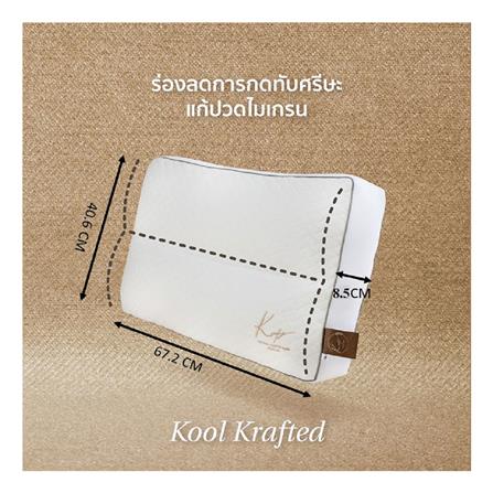 หมอนสุขภาพ ใยสังเคราะห์ KOMFY KOOL KRAFTED KONTOUR ไซส์ M 67.3x40.6x8.5 ซม. สีขาว_4
