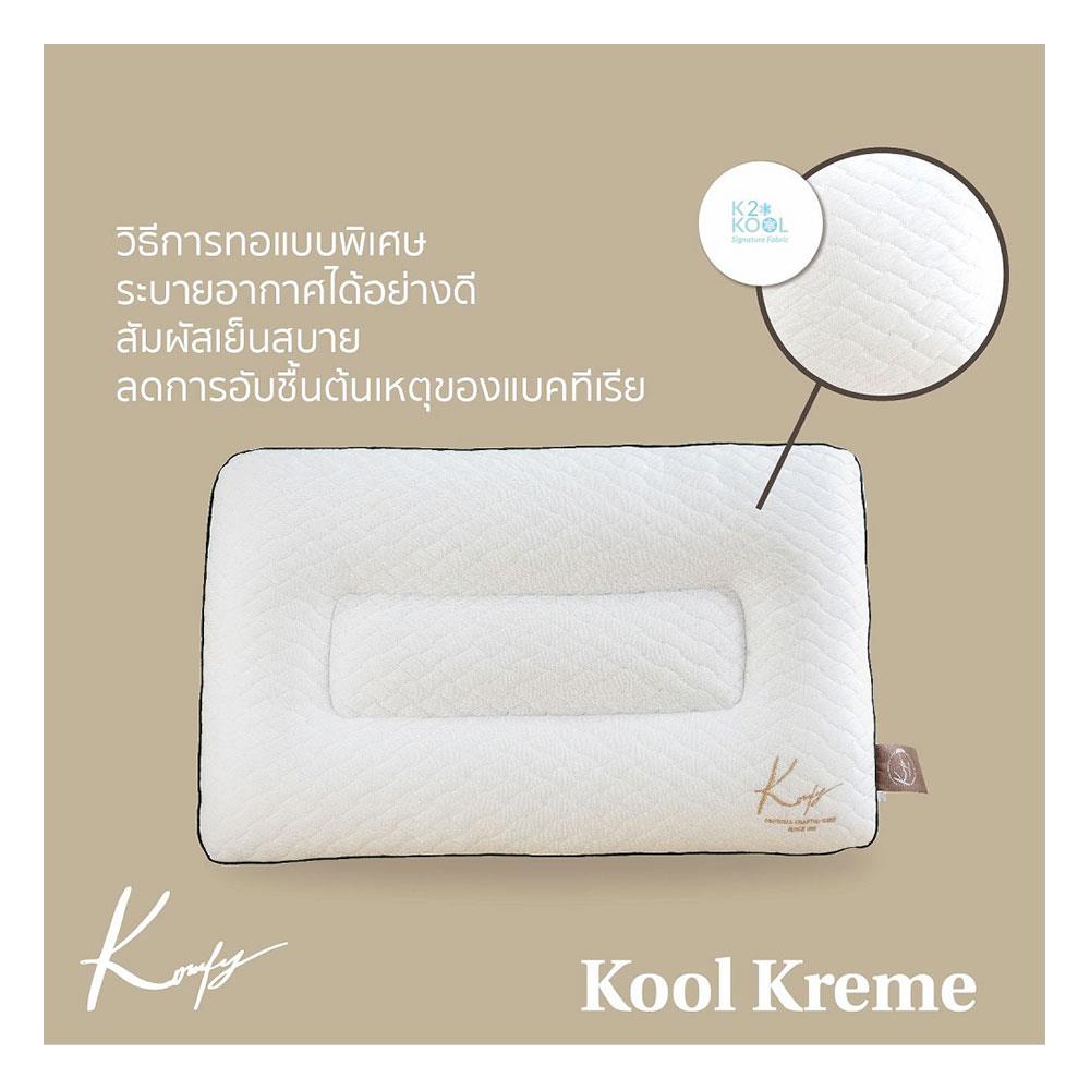 หมอนสุขภาพ ใยสังเคราะห์ KOMFY KOOL KREAM KOMFORT ไซส์ L 67.3x40.6x11.5 ซม. สีขาว