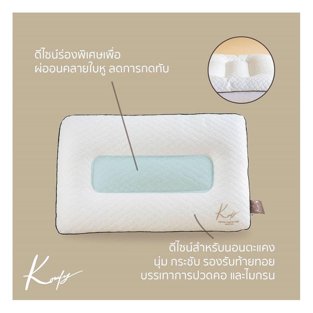 หมอนสุขภาพ ใยสังเคราะห์ KOMFY KOOL KREAM KOMFORT ไซส์ L 67.3x40.6x11.5 ซม. สีขาว