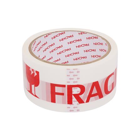 เทป OPP PACK IN พิมพ์ ระวังแตก 2 นิ้ว X 45 หลา สีขาวอักษรแดง 6 ม้วน/แพ็ค