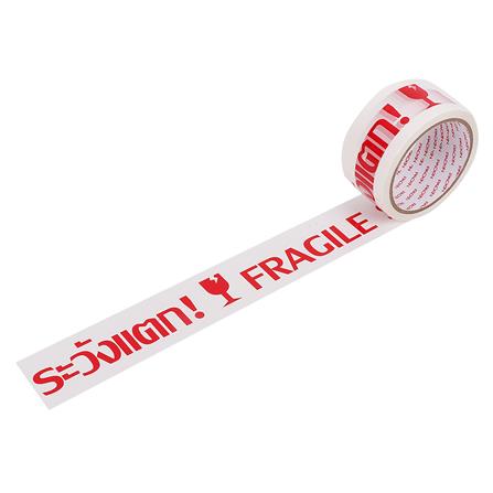 เทป OPP PACK IN พิมพ์ ระวังแตก 2 นิ้ว X 45 หลา สีขาวอักษรแดง 6 ม้วน/แพ็ค_1