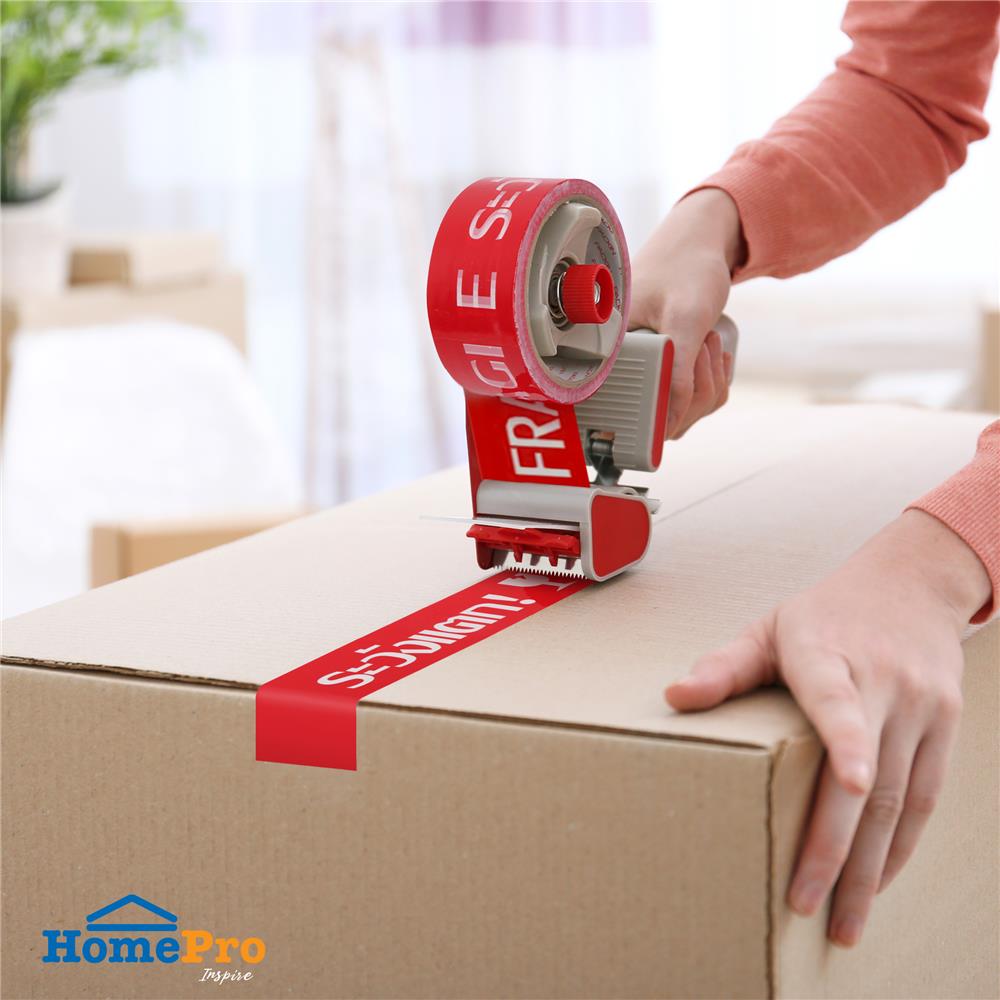 เทป OPP PACK IN  พิมพ์ ระวังแตก 2 นิ้ว X 45 หลา สีแดงอักษรขาว 6 ม้วน/แพ็ค