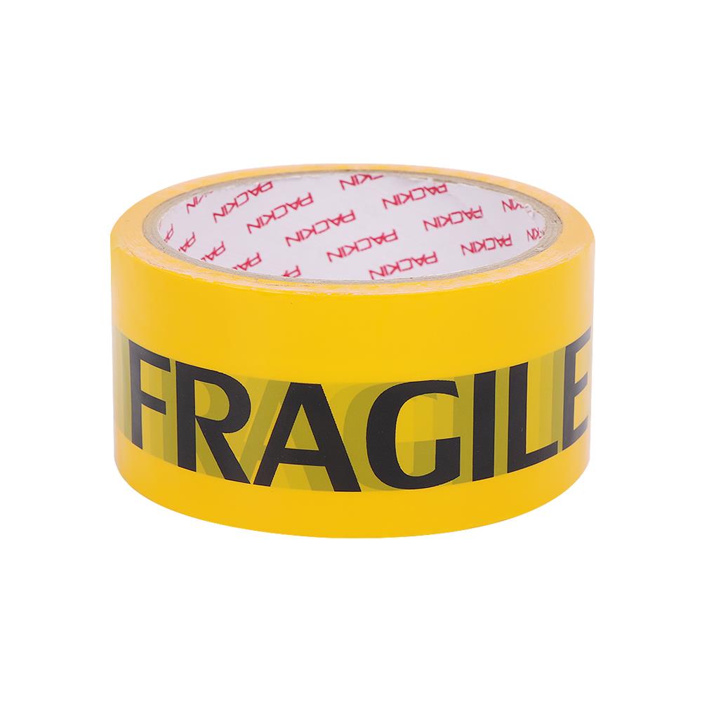 เทป OPP PACK IN พิมพ์ ระวังแตก 2 นิ้ว X 45 หลา สีเหลืองอักษรดำ แพ็ก 6 ม้วน_1