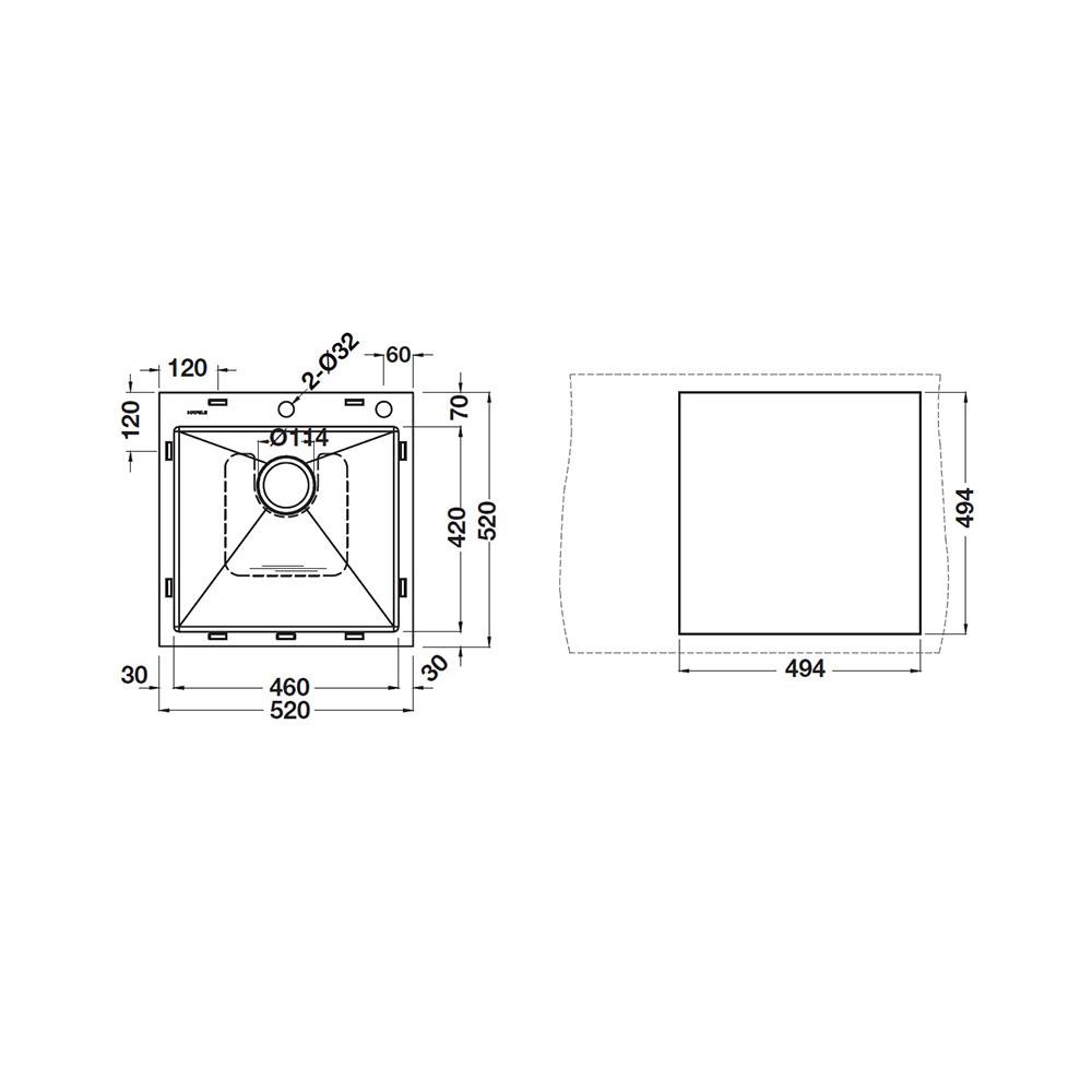 ซิงค์ฝัง 1หลุม HAFELE MARIA 495.39.602 สีเงิน