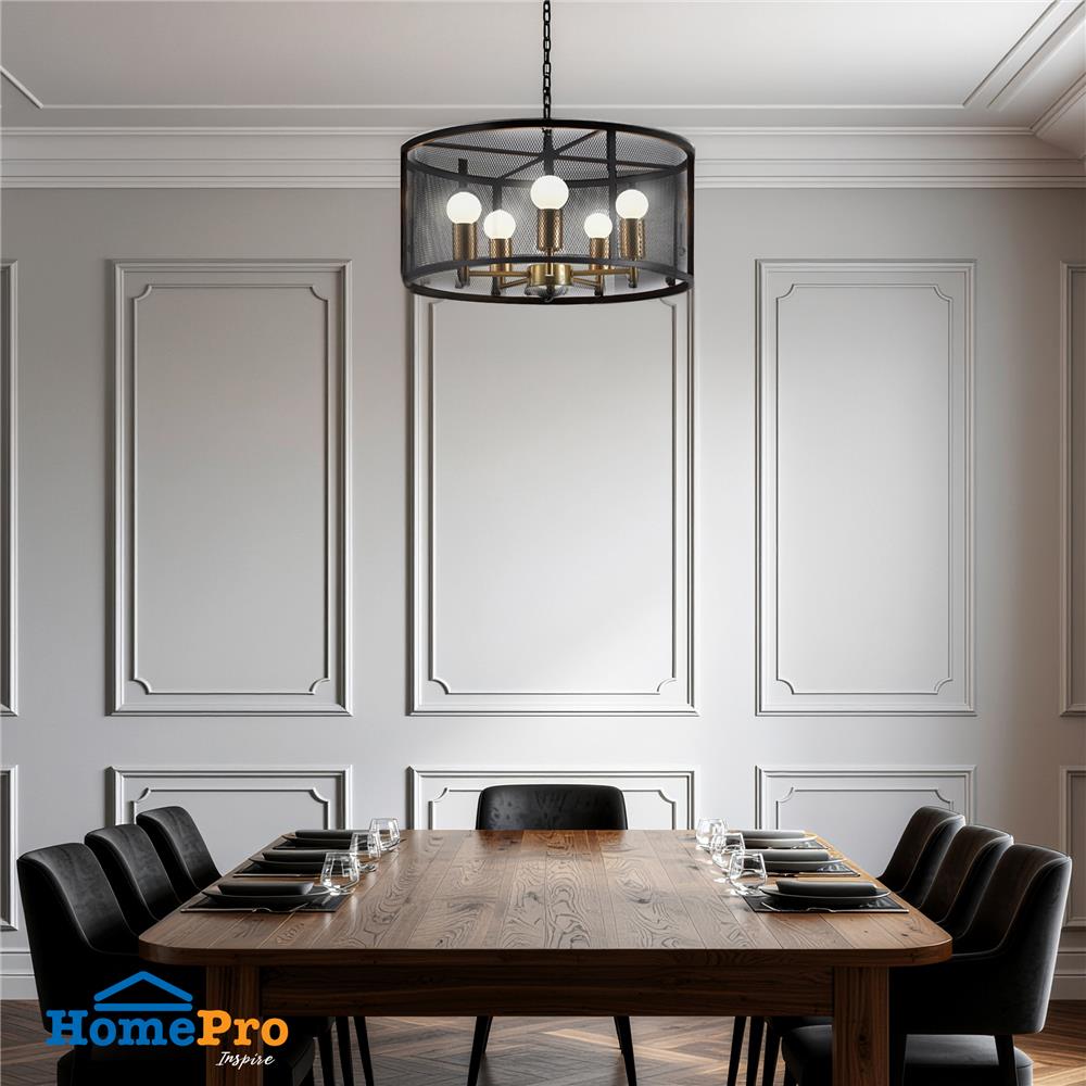 ไฟช่อ CARINI P20093A สีดำ/ทอง 5 หัว