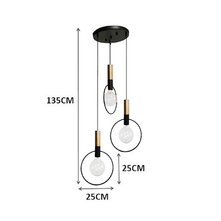 ไฟช่อ CARINI P200937-3 สีดำ/ทอง 3 หัว_5