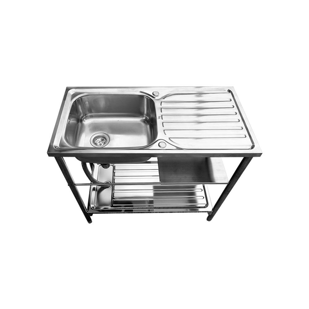 ซิงค์ขาตั้ง 1หลุม 1ที่พัก LINEA AP PLUS สีเงิน