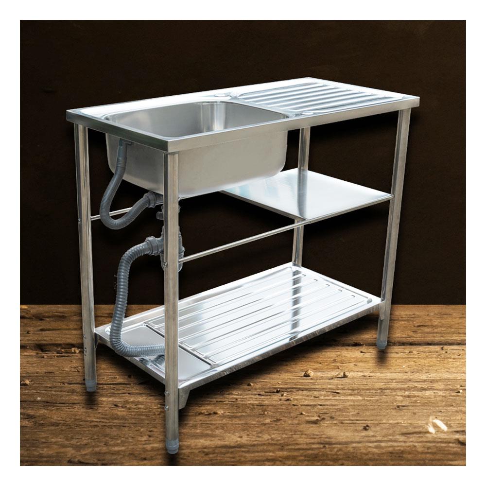 ซิงค์ขาตั้ง 1หลุม 1ที่พัก LINEA AP PLUS สีเงิน