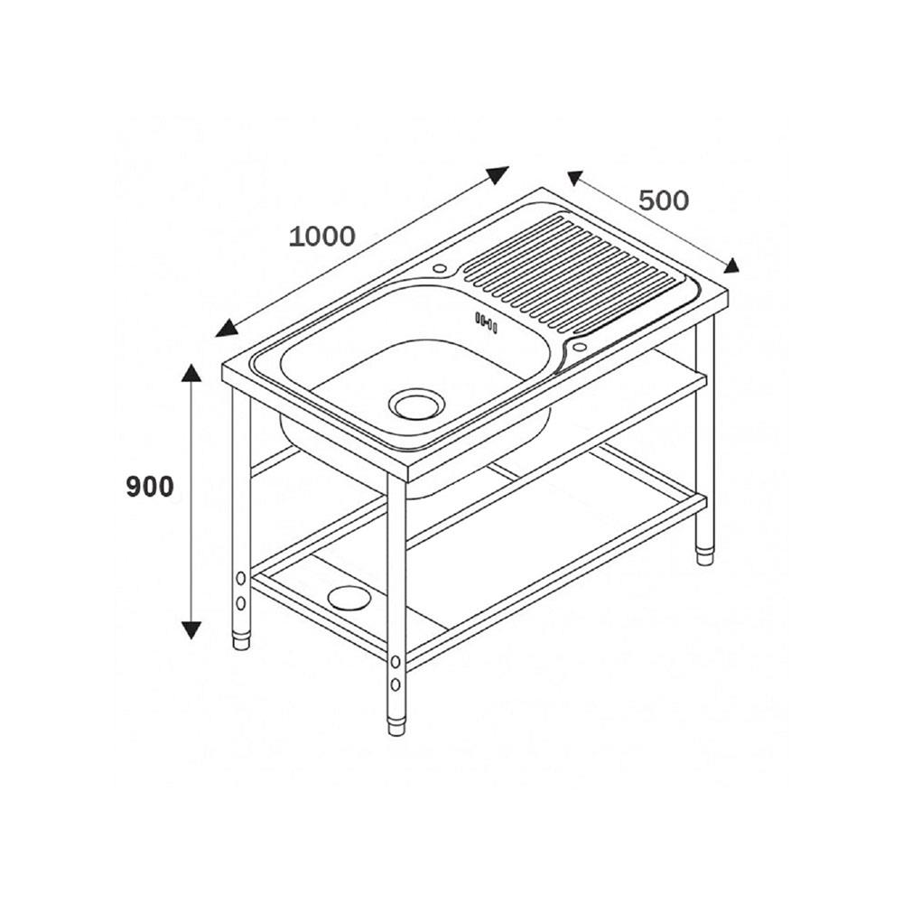 ซิงค์ขาตั้ง 1หลุม 1ที่พัก LINEA AP PLUS สีเงิน