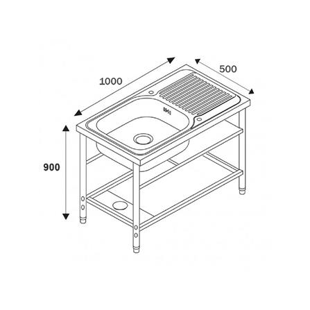 ซิงค์ขาตั้ง 1หลุม 1ที่พัก LINEA AP PLUS สีเงิน_3