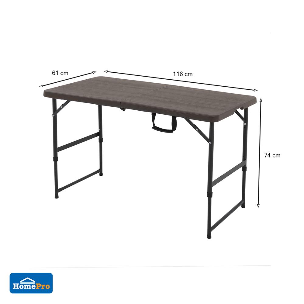 โต๊ะพับครึ่งลายไม้ HDPE 3 ระดับ SPRING 118 ซม.