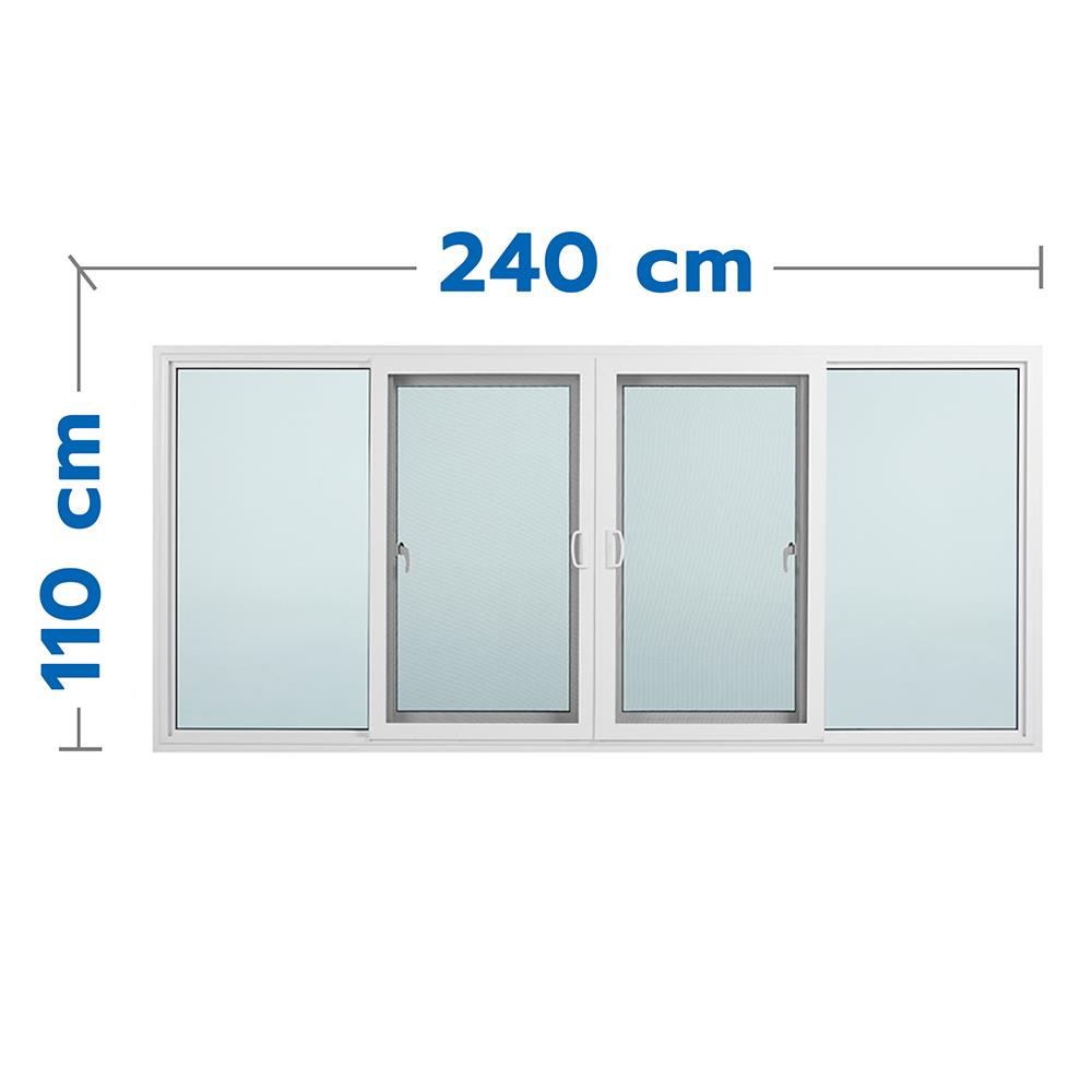หน้าต่างบานเลื่อน ไวนิล F-S-S-F มุ้ง WINDSOR 240X110 ซม. สีขาว