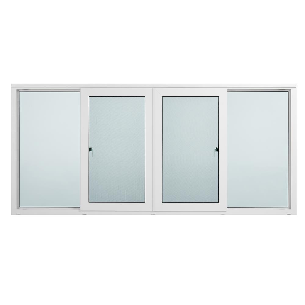 หน้าต่างบานเลื่อน ไวนิล F-S-S-F มุ้ง WINDSOR 240X110 ซม. สีขาว