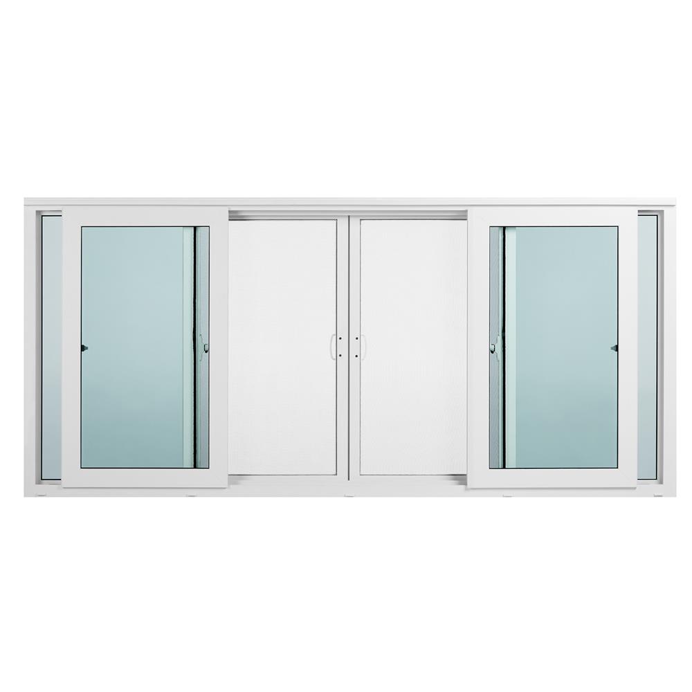 หน้าต่างบานเลื่อน ไวนิล F-S-S-F มุ้ง WINDSOR 240X110 ซม. สีขาว