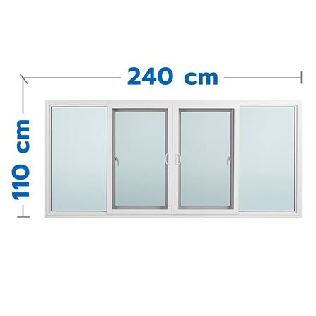 หน้าต่างบานเลื่อน ไวนิล F-S-S-F มุ้ง WINDSOR 240X110 ซม. สีขาว_0