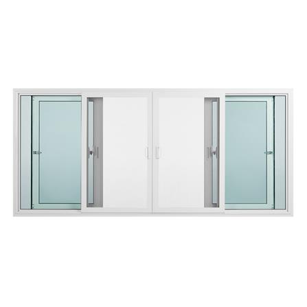 หน้าต่างบานเลื่อน ไวนิล F-S-S-F มุ้ง WINDSOR 240X110 ซม. สีขาว_1