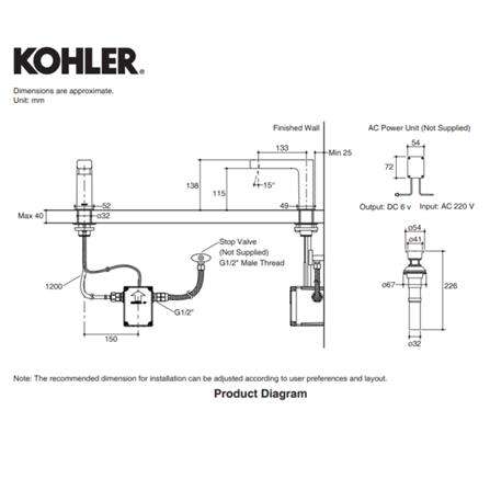 ก๊อกอ่างล้างหน้าเซนเซอร์ KOHLER K-72866X-NW-CP สีโครม_1