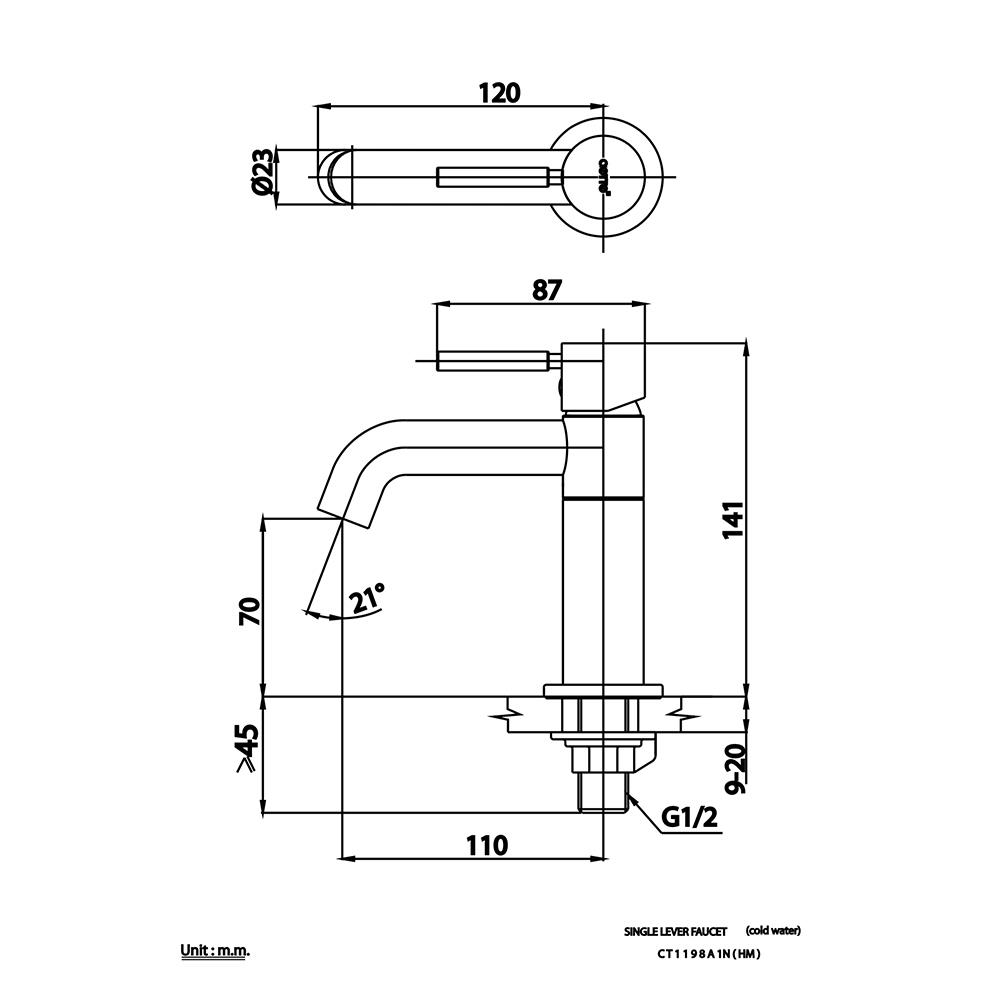 ก๊อกอ่างล้างหน้าเดี่ยว COTTO CT1198A1N(HM)