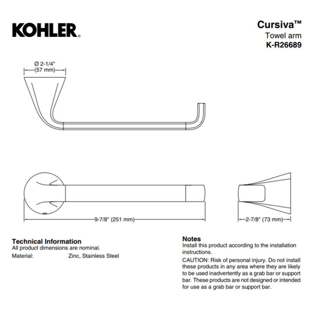 ห่วงแขวนผ้า KOHLER K-R26689-CP สีโครม