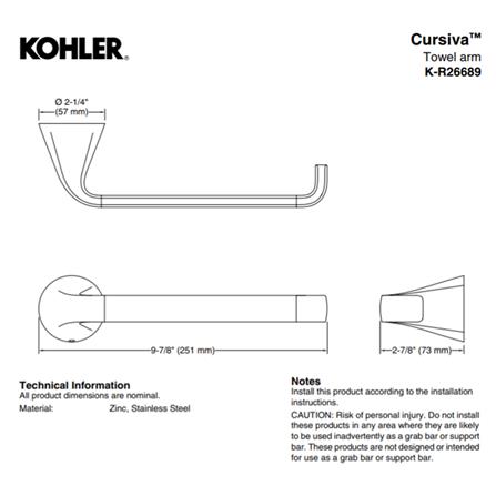 ห่วงแขวนผ้า KOHLER K-R26689-CP สีโครม_1
