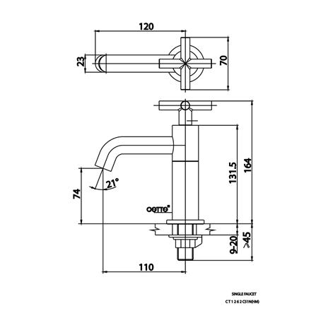 ก๊อกอ่างล้างหน้าเดี่ยว COTTO CT1262C51N(HM) สีโครม_1