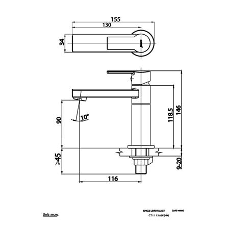 ก๊อกอ่างล้างหน้าเดี่ยว COTTO CT1113A2N(HM) สีโครม_1