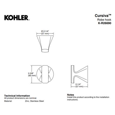 ขอแขวนผ้า KOHLER K-R26690-CP สีโครม_1