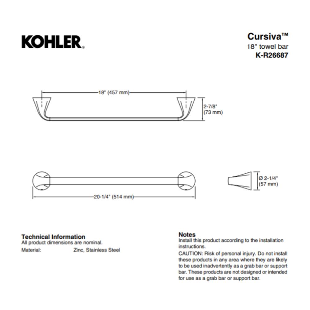 ราวแขวนผ้า KOHLER K-R26687-CP สีโครม