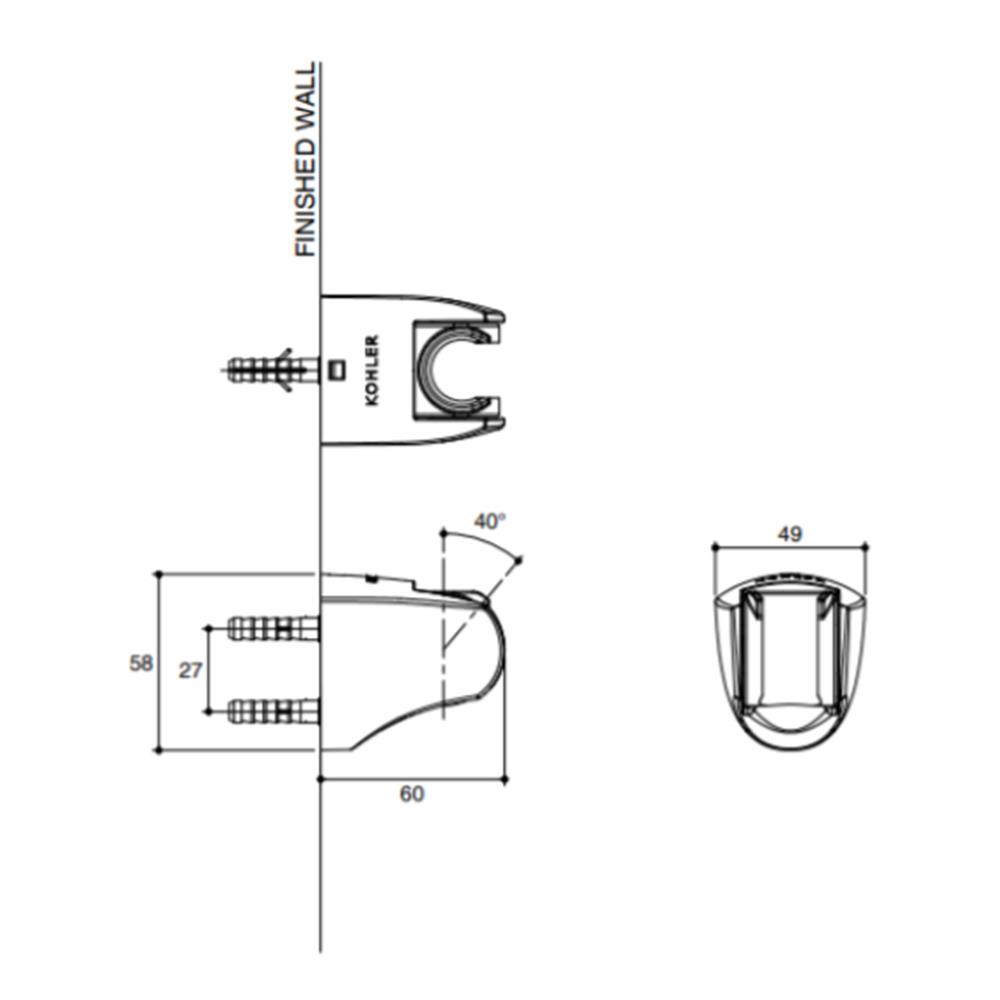 ขอแขวนฝักบัว KOHLER K-99035T-BL สีดำ