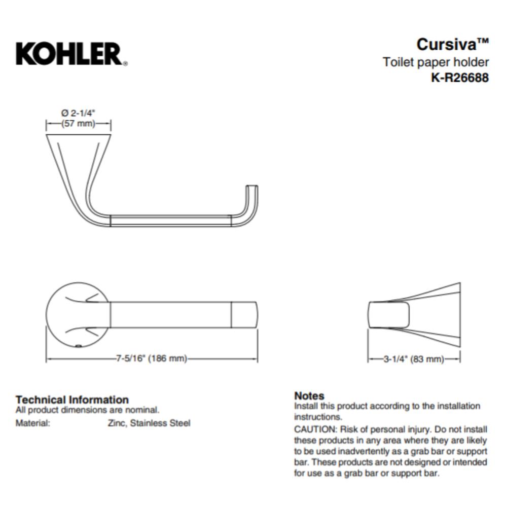 ที่ใส่กระดาษ KOHLER K-R26688-CP สีโครม