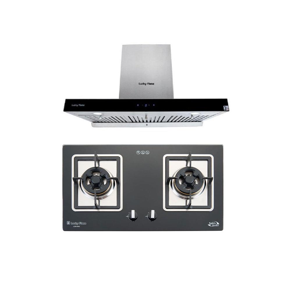 เตาฝัง+เครื่องดูดควัน LUCKY FLAME LGS942+RG971T