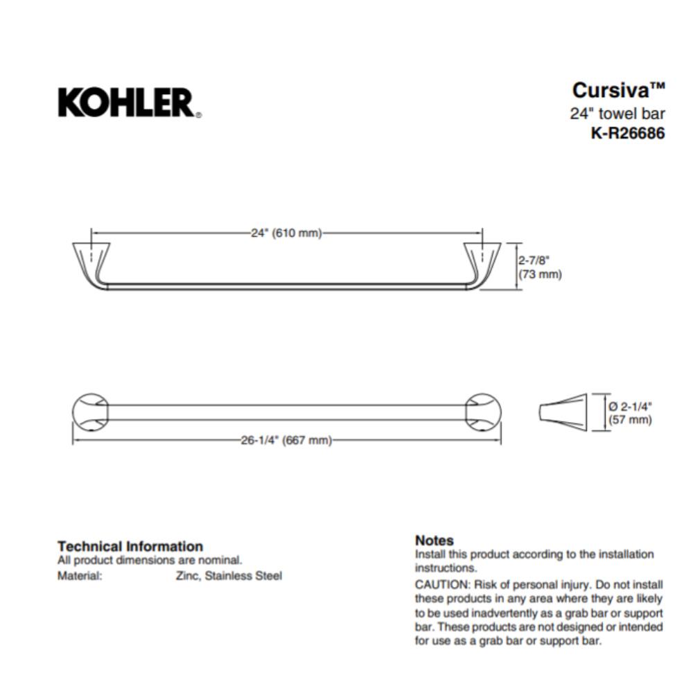 ราวแขวนผ้า KOHLER K-R26686-CP สีโครม